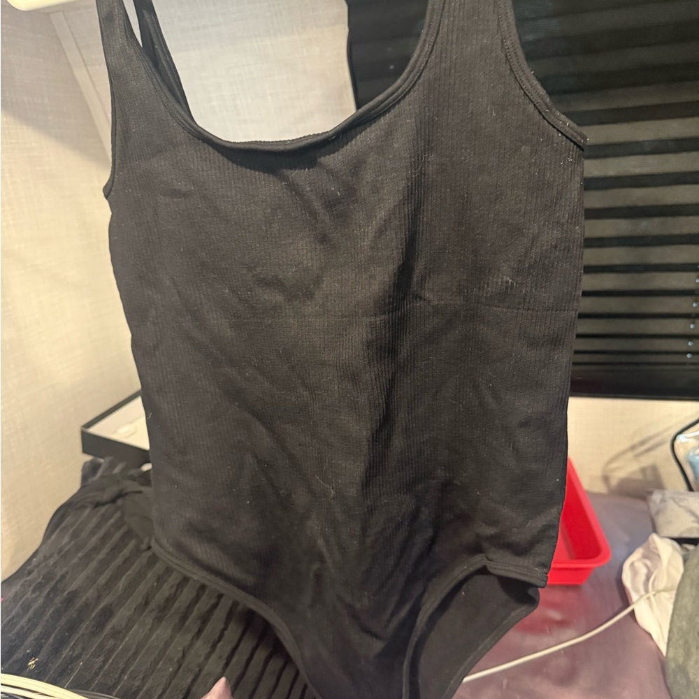 Black Ribbed Bodysuit